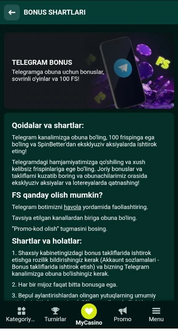 SpinBetter bepul aylanishlari va slot katalogi